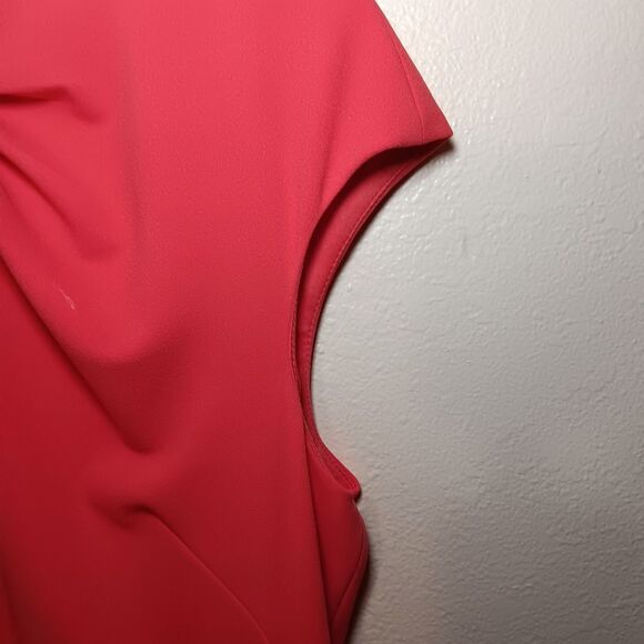 NWT Ivy + Blu Coral Pink Sheath Dress US 14 Ruched Neck Cap Sleeve Work/Cocktail - Picture 5 of 12